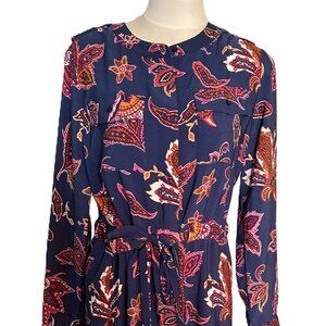 LIZ CLAIBORNE Navy Paisley/Floral Print Dress